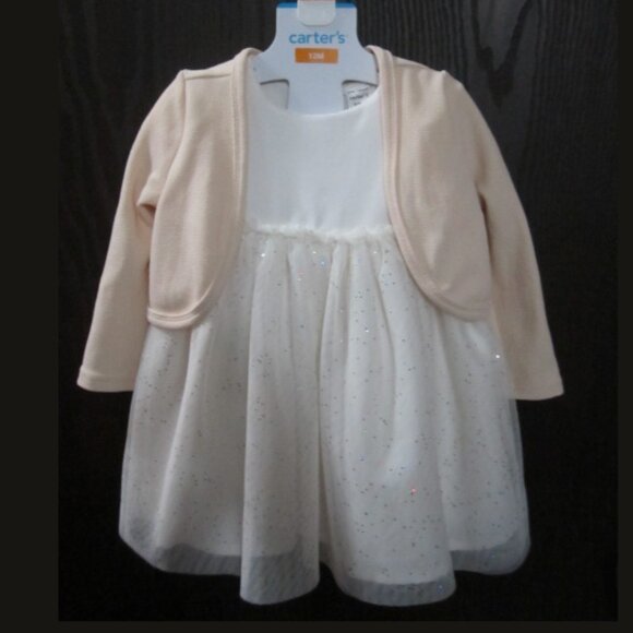 Velour Bodice Dress Tulle Glitter Skirt by Carter's & Shrug size 12 months NEW - Picture 6 of 6